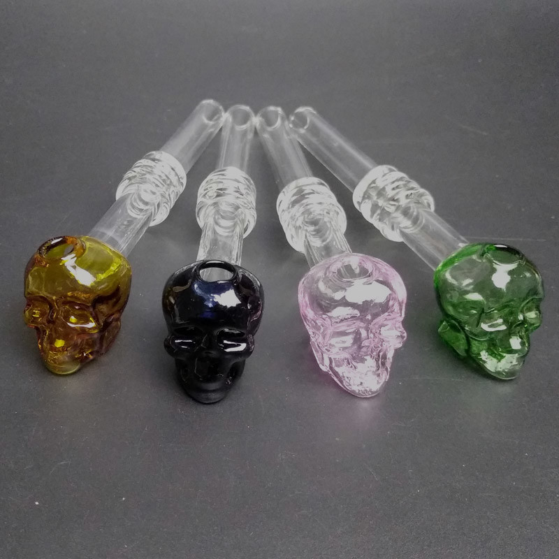 Long Colored Elegant Glass Smoking Pipe Handle Tubes Multi Design