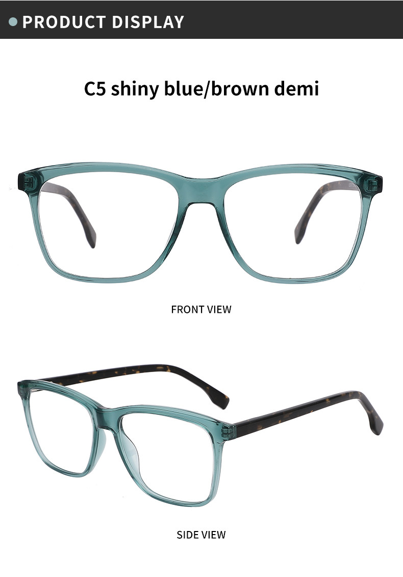 Unisex Square Acetate Eyeglasses , Clear Lens Eyewear Acrylic