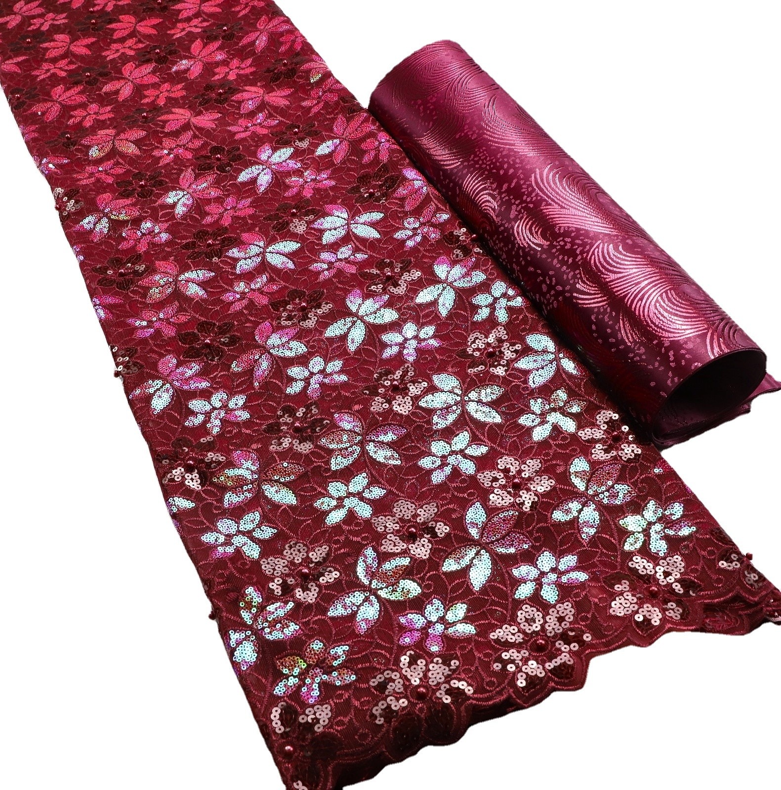 China African Lace Fabric Tulle Sequins Mesh Glitter french sequin lace wholesale