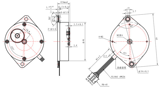 1.8 Degree Thin Stepper Motor Flat Motor 52mN.m 46*46*13.2mm 1.0A for Feeder