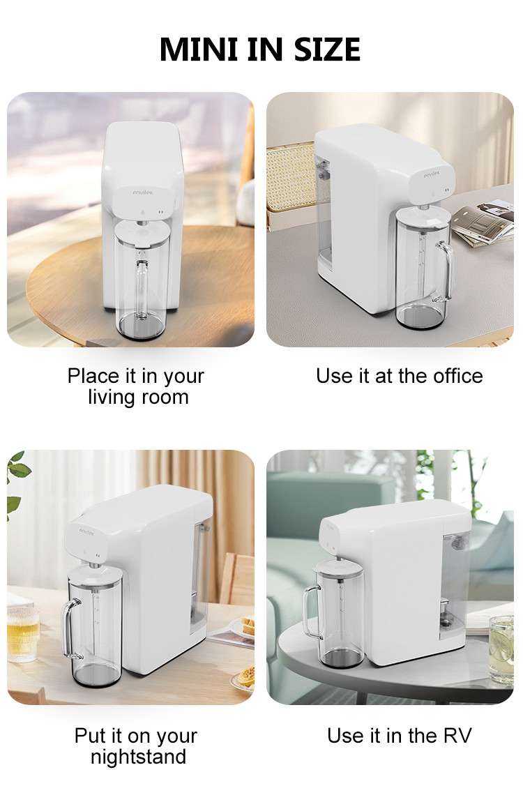 White Reverse Osmosis Countertop Ro Water Purifier With Removable Kettle