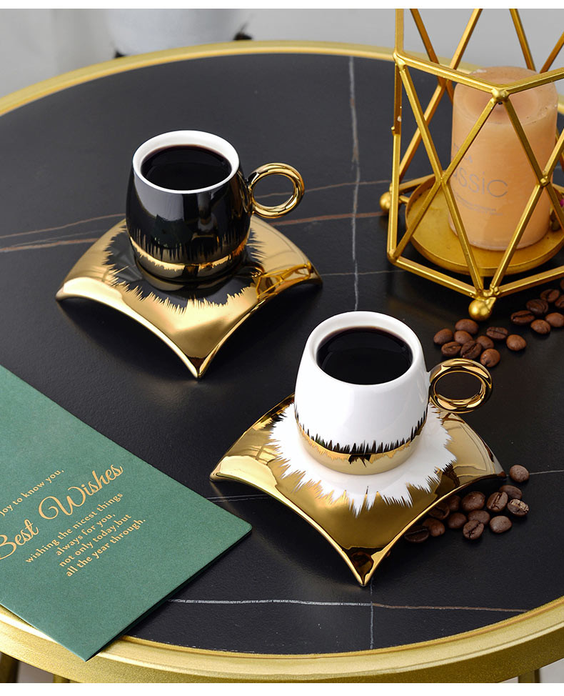 100ml Ceramic Cups Set of 6 Cups and Saucer Gift Box Home Decoration