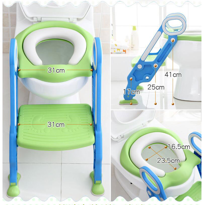 Plastic 2 in 1 Potty Training Toilet for Kids Anti-Slip Pad Step Stool Toddler Toilet Seat