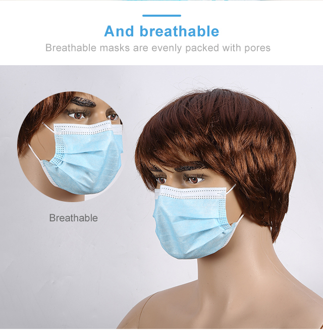 3 layer disposable face mask medical faces mask with earloops