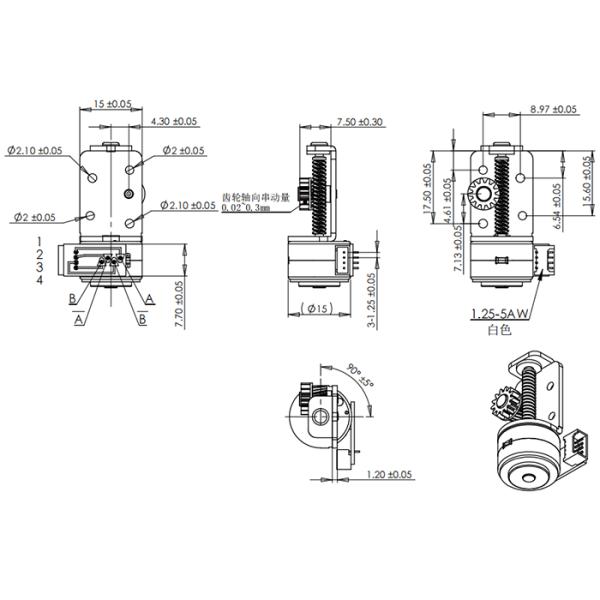 15mm Worm Shaft Stepper Motor 5V DC Permanent Magnet 2-Phase