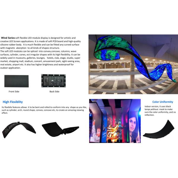 Soft Rental LED Display Screen Full Color IP42 Magnet Attached For Stage
