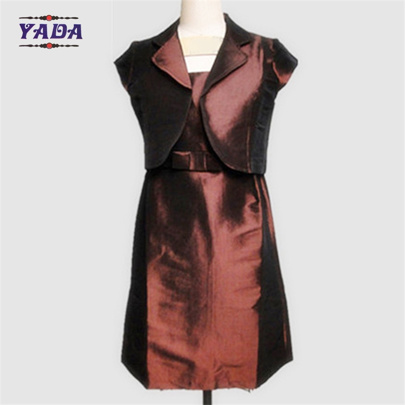 Ladies autumn fashion top + vest two piece vintage o-neck simple model summer dress for sale