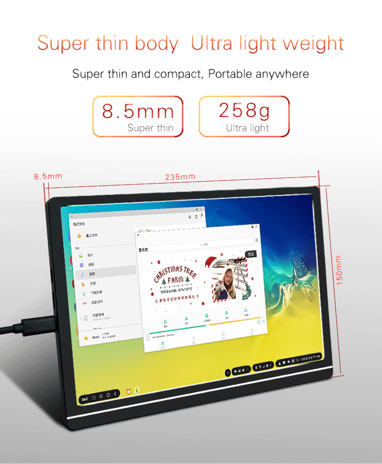 800:1 Contrast IPS Screen 10.1 Inch HDR Portable Monitor For Laptop