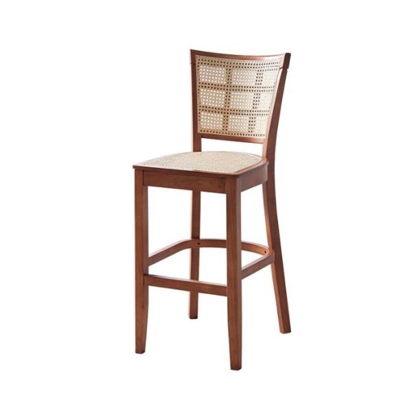 Custom Kitchen Bar Chair Solid Wood Leg Cane Counter Stool 43cm*43cm*109cm