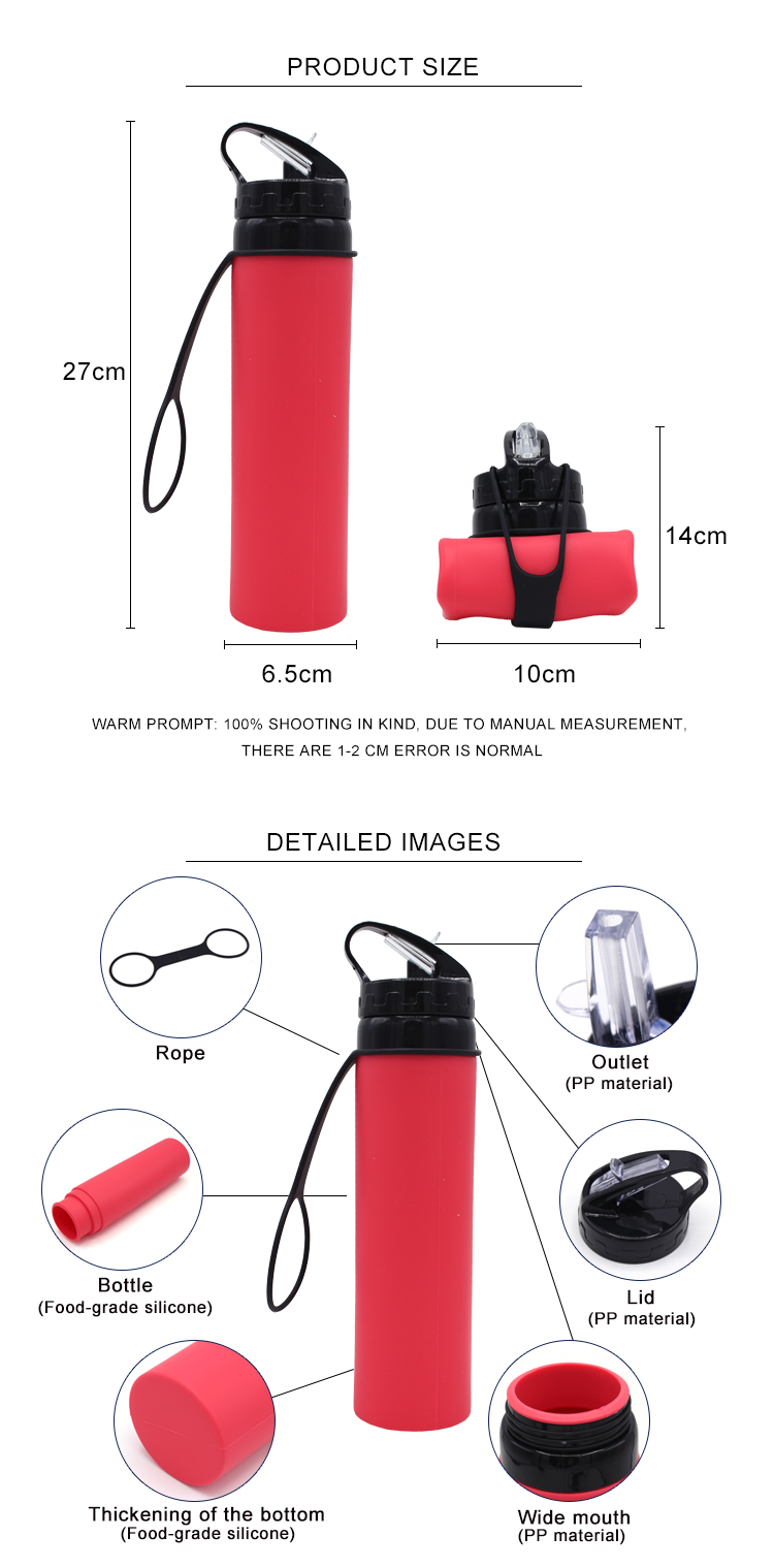 Portable Multifunction 600ml Collapsible Silicone Water Bottle