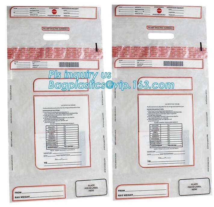 security deposit bags bank deposit bags cash deposit bags, general bank plastic deposit bags supply, Coin and Bank Note