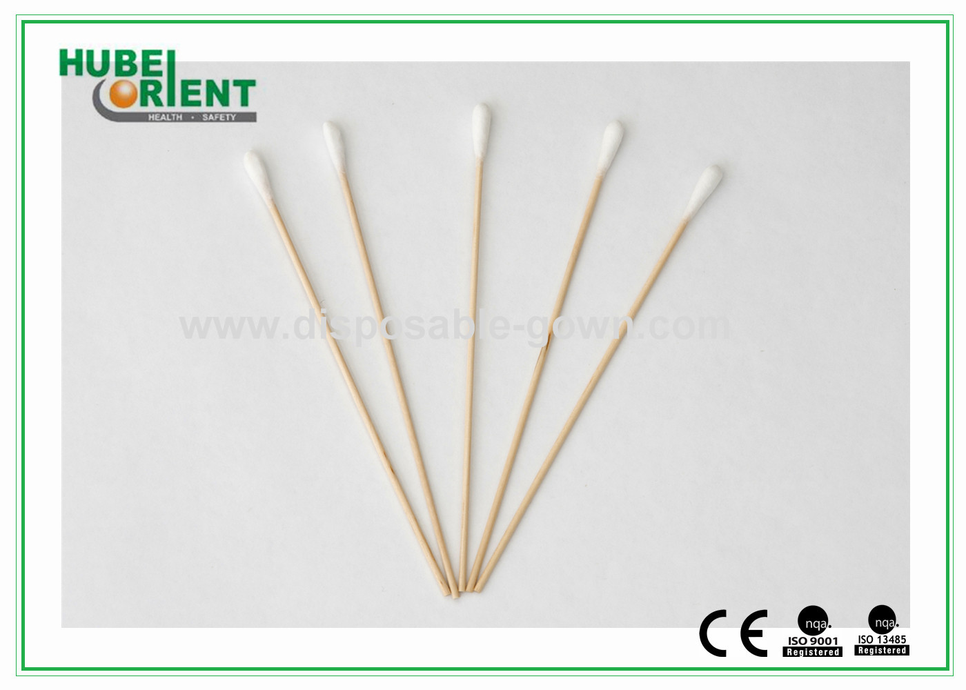 Single / Double Head Hospital Disposable Products Surgical Wooden Cotton Swabs 3"