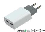 EU Plug Mobile Phone Wall Charger Dual USB Ports Private Mold 5V 2.4A