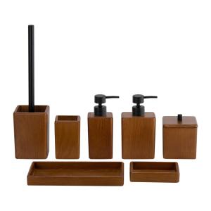 China Square Shape Walnut Wood Bathroom Accessories Sets Bathroom Vanity Sets For Bathroom wholesale