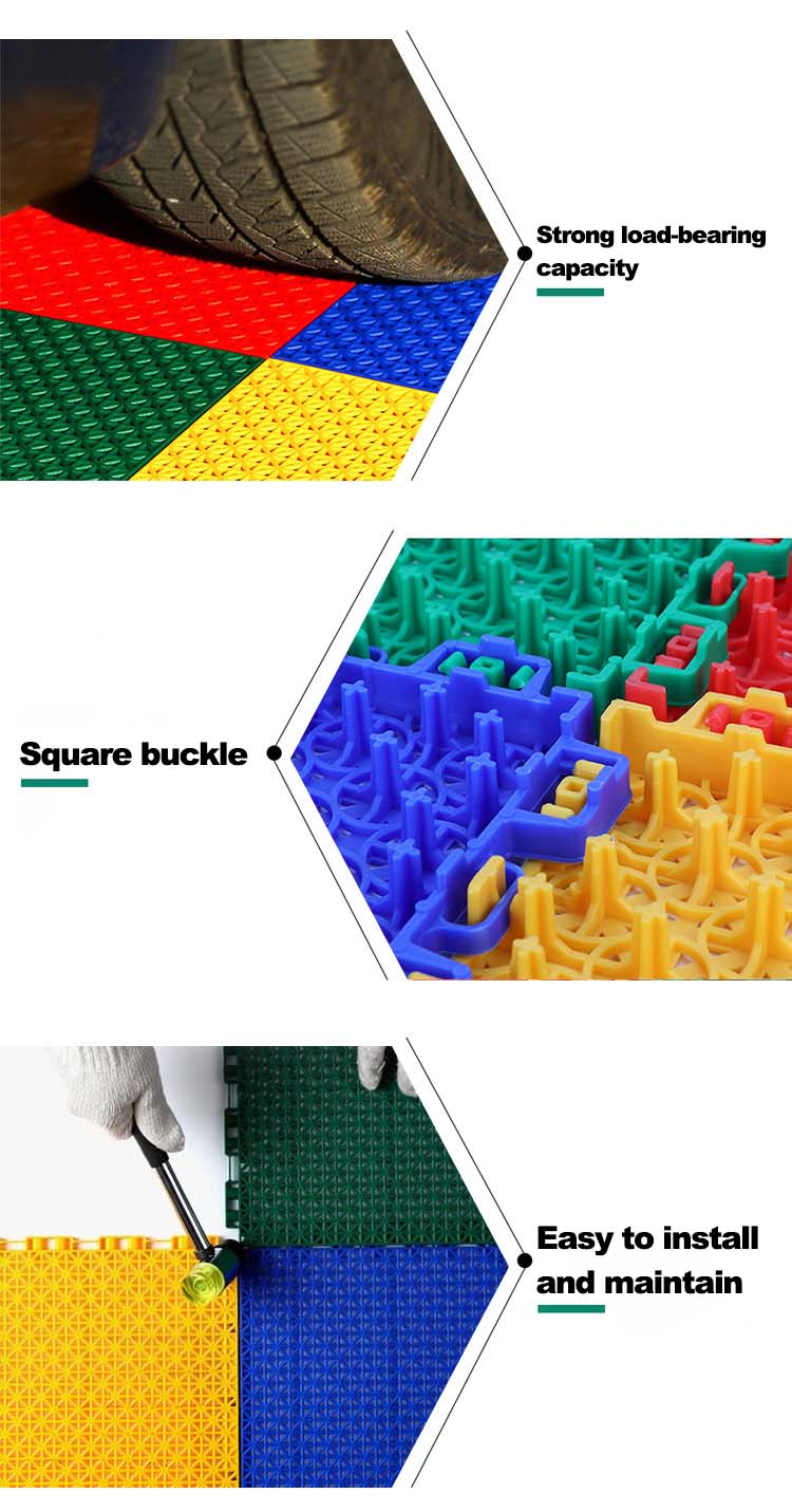 Weatherproof PP Suspended Flooring Modular Interlocking Floor Tiles 12 inches Sports