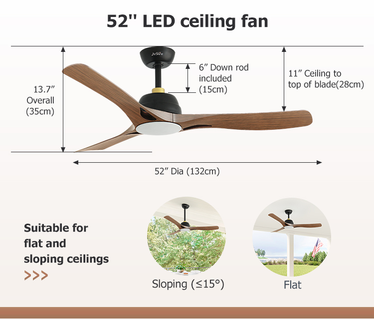 Living Room 1stshine LED Ceiling Fan 3 Color LED Plastic Blades and DC Motor for Wide