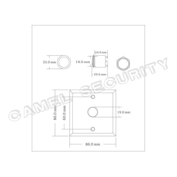 Mortise Mounted SPDT Push To Exit Button Metal Button 86 * 86mm Square Size