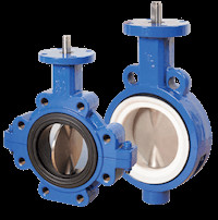 Ptfe Coated Lining Split Body Pneumatic Actuator Wafer Butterfly Valve