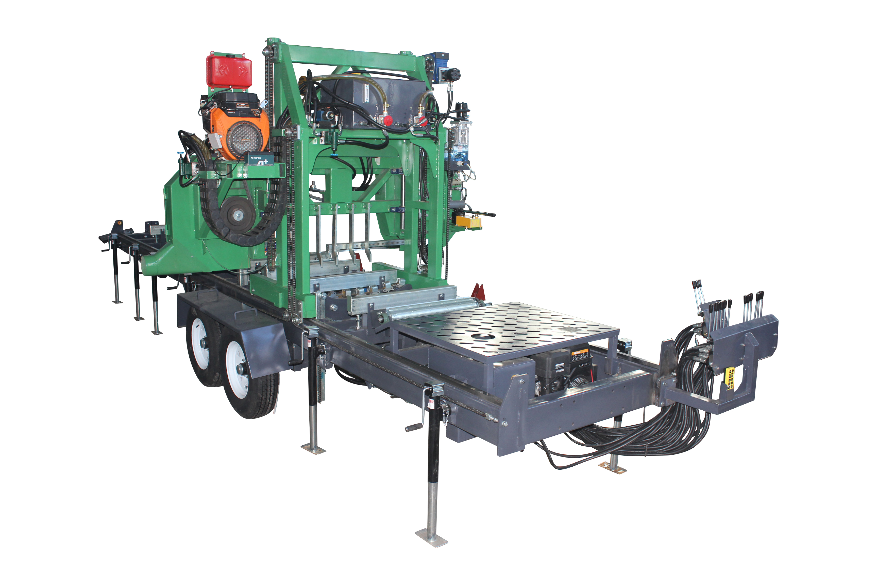 CE Marked Farm Style Fully Auto Hydraulic Horizontal Gasoline Petrol Band Saw Sawmill