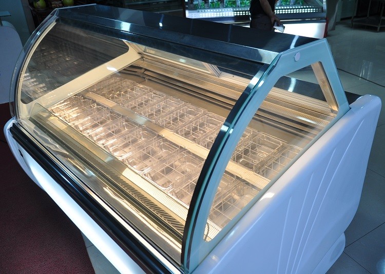 Vertical Fast Cooling Ice Cream Showcase Freezer 10*1/3 Pan