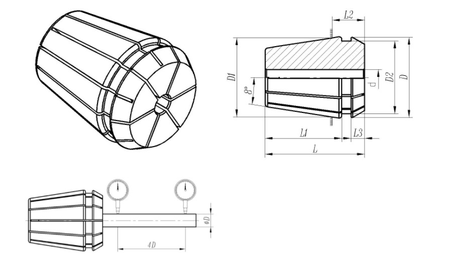 HRC44-48 ER Precision Collet Chuck A Class 0.01mm And UP Class 0.005mm
