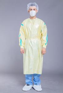 China 50GSM Reusable Yellow Stripe General Medical Isolation Gown wholesale