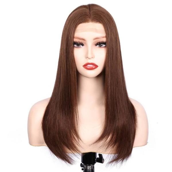 Natural Hairline Ladies Wigs Lace Virgin Human Hair Wigs Medium Brown