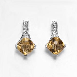 China Yellow 925 Sterling Silver Gemstone Earrings 2.6g Silver Citrine Drop Earrings wholesale