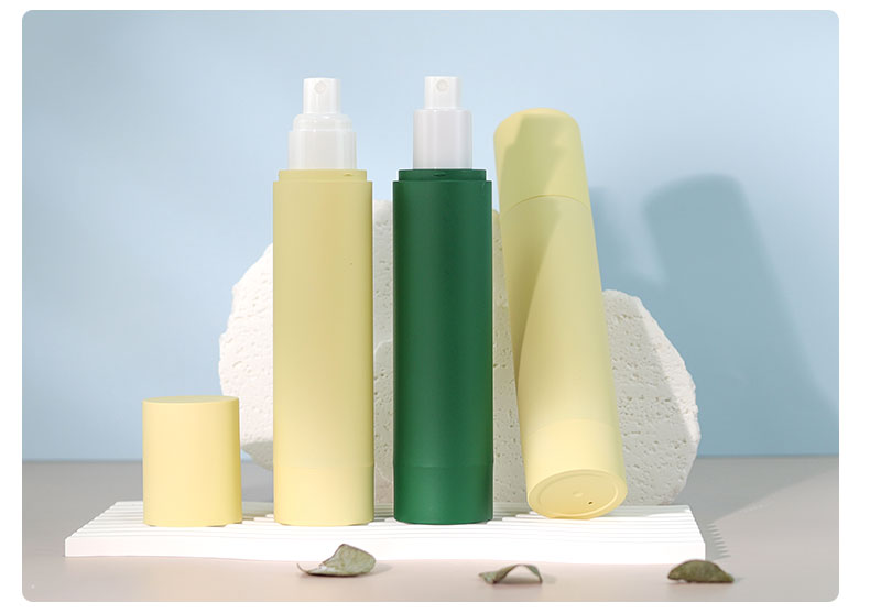 AS Material PCR Soft Hand Lacquer Airless Bottle 120ml Cosmetic Cylinder Vacuum Green Matte Pump Bottle Toner Lotion Bottle