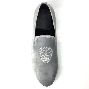 China Embroidered Slip On Velvet Loafers , Male High End Mens Loafers wholesale
