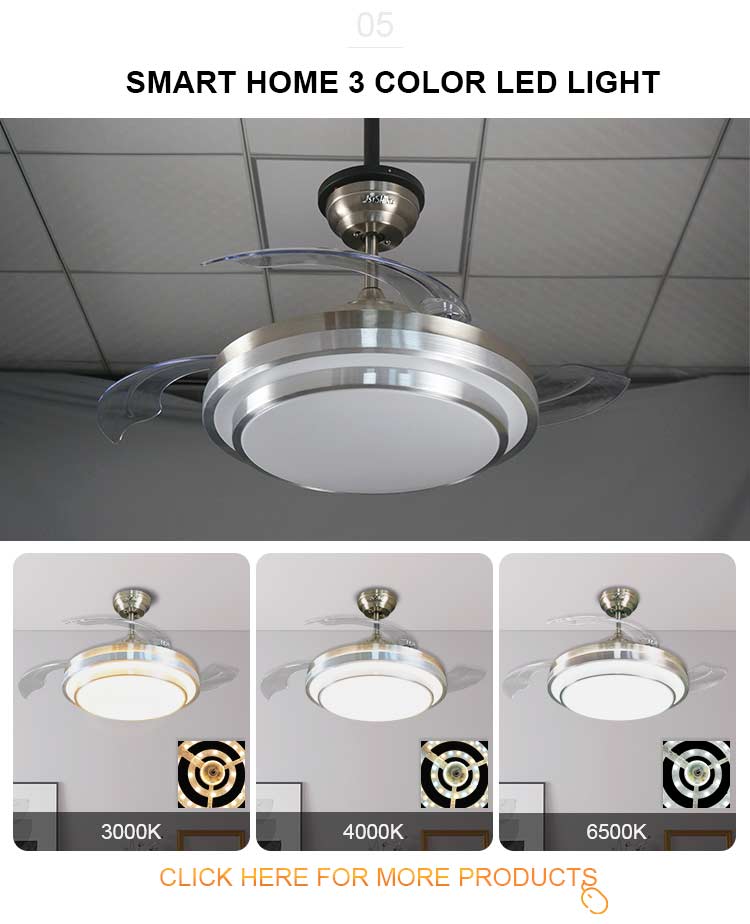 3000K/4500K/6000K Color Temperature Bathroom LED Ceiling Fan with Remote Control