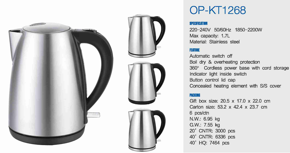 Electric Stainless Steel Kettle Portable Cordless Electric Kettle NO Private Mold