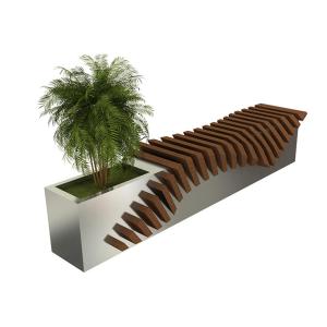 China EN840 Certificate 140cm Stainless Steel Wooden Planter Bench Seat wholesale