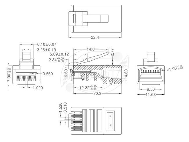 PC Housing Network Cable Accessories UTP 8P8C RJ45 Male Connector Gold Plated Contact Blade