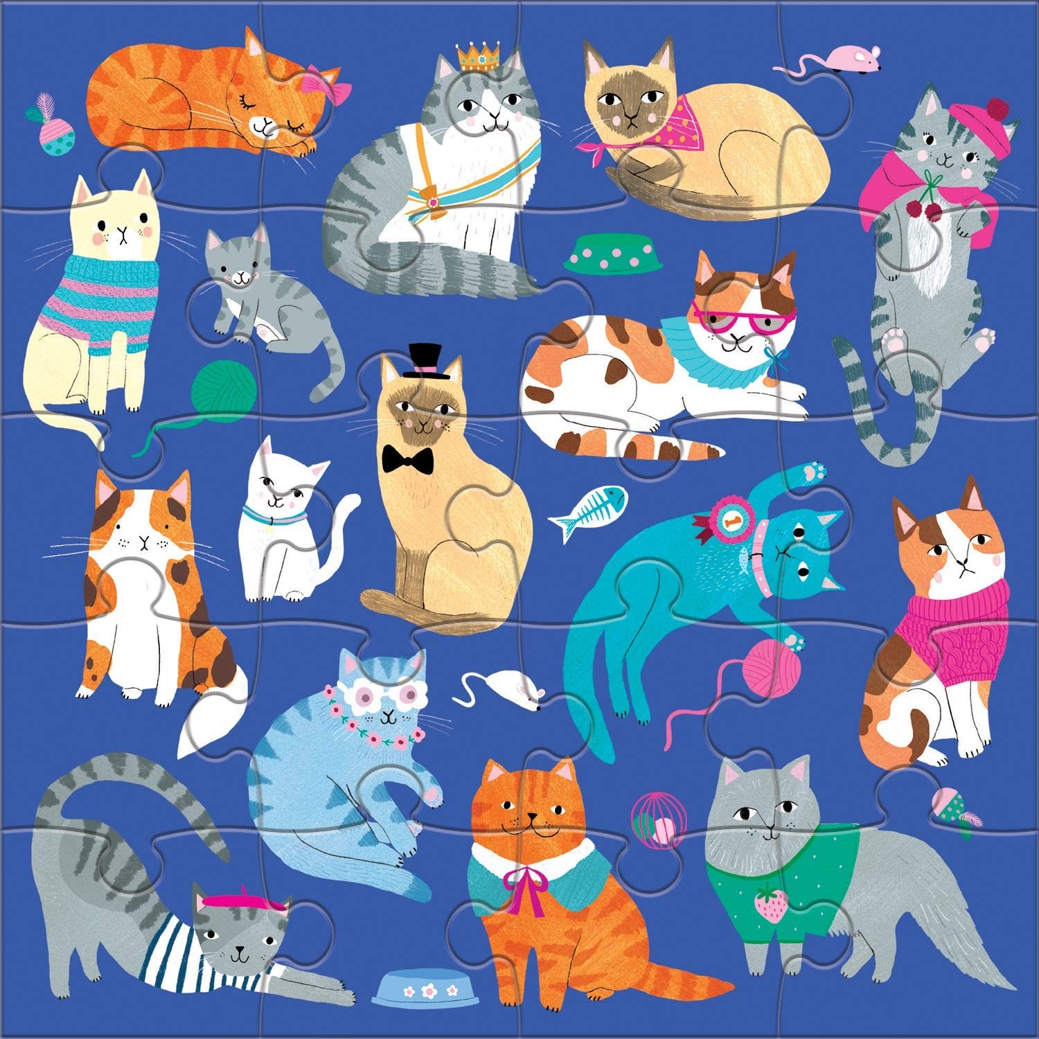 Cats Dogs Magnetic Jigsaw Puzzle 6.5 x 6.5" Multicolor