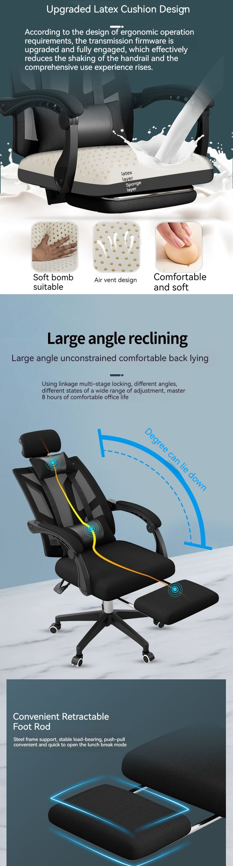 High Back Mesh Office Chair for Home Office Gaming and Study Swivel Reclining PC Chair