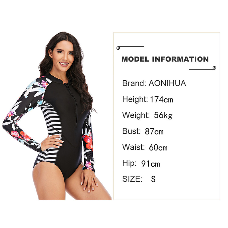 UPF 50 Women's Athletic One Piece Swimsuit Printed Zip Front One Piece Bathing Suit