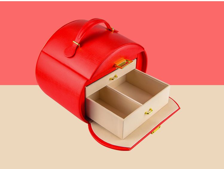 Red MDF Jewelry Gift Boxes Bulk Packaging PU Leather Jewelry Organizer Case