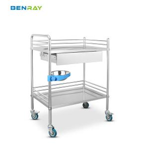 China 2 Layers 1 Drawer Hospital Stainless Steel Medical Instrument Trolley wholesale