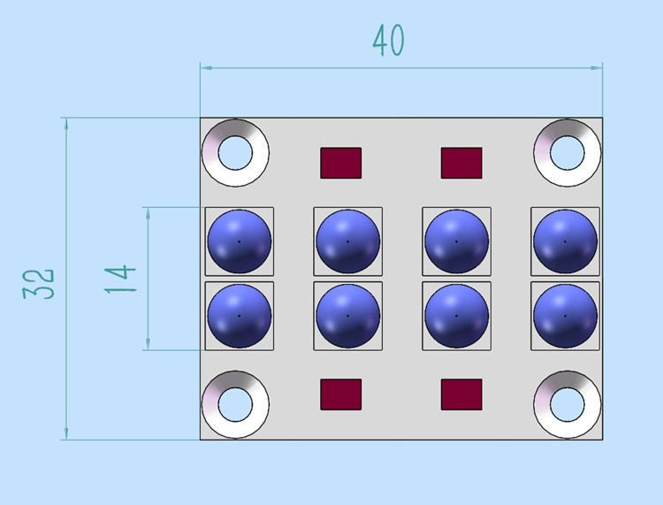40mm*32mm 110W 25W/Cm2 395nm 6868 UVC Led Chip