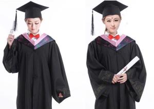 China Pure Polyester Teen School Uniform , Black Graduation Gown For College Graduates wholesale