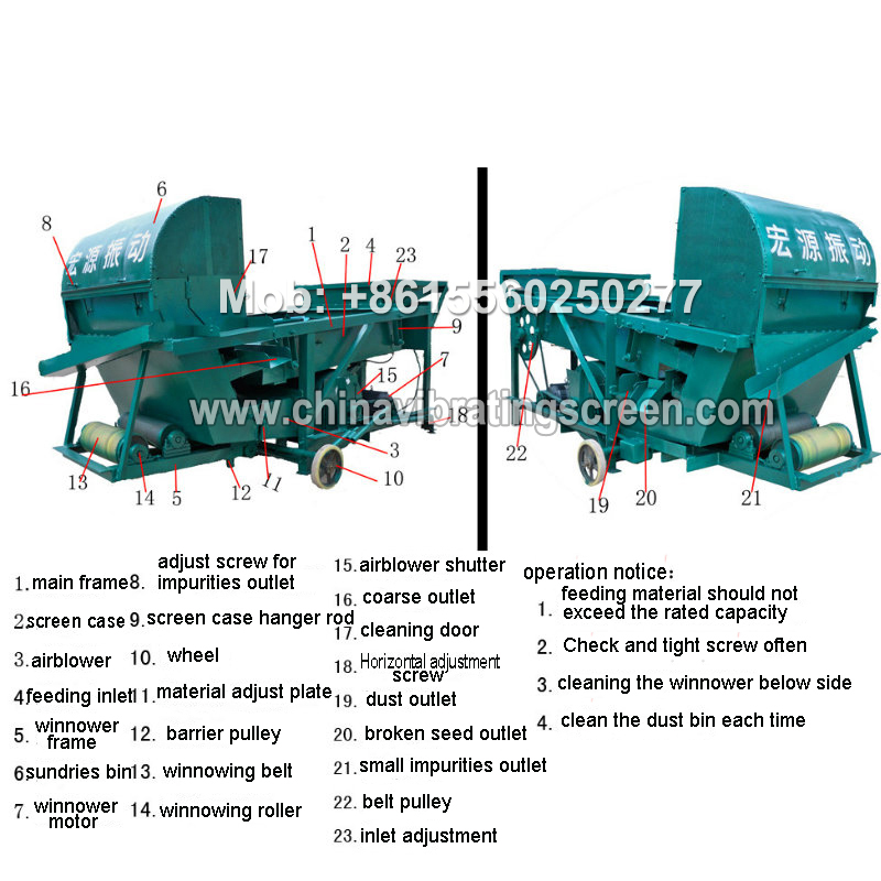 grain cleaning and winnowing machine