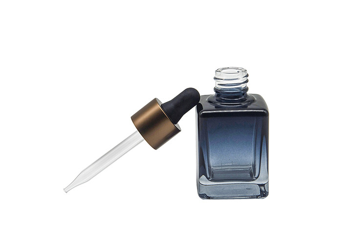 Square 35ml Glass Blue Dropper Bottle For Eyes