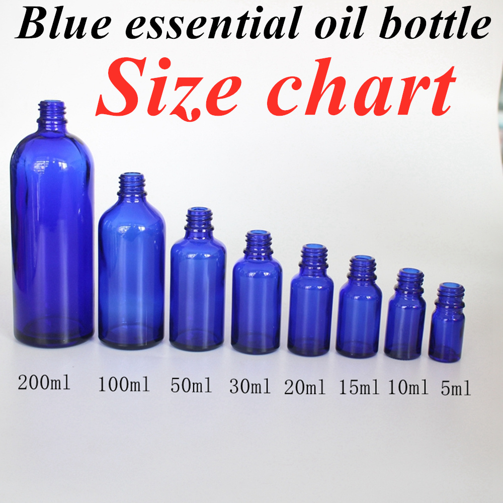 20ml 30ml 50ml 60ml Empty Round Small Cosmetic Bottle Blue Essential Oil Glass Dropper Bottle