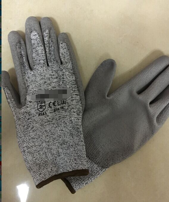 Highly Durable HPPE PU Coated Cut Resistant Level 5 Safety Work Gloves for Industrial