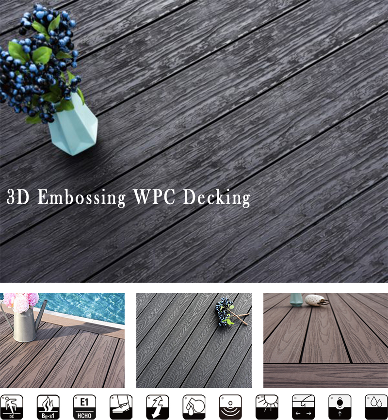 Long Lifespan Wood-Plastic Composite 150x25mm WPC Decking for Rumanien Pool Jetty