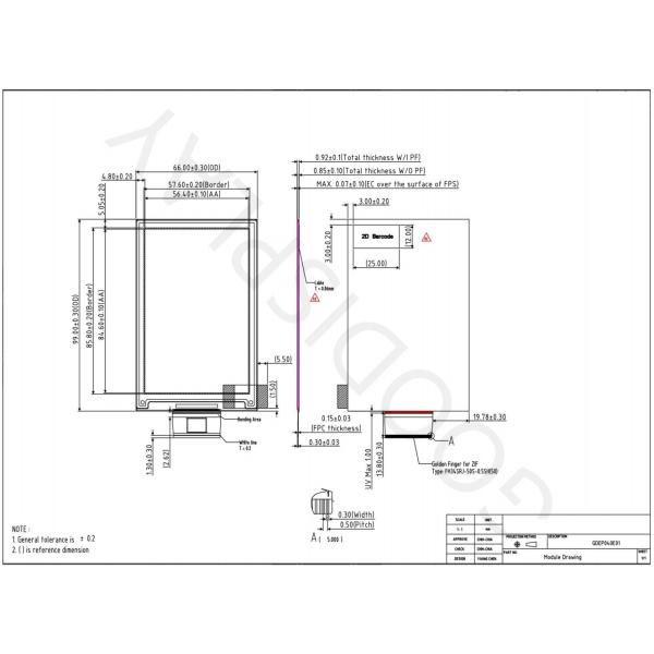 4.0'' 400*600 full color reflective standard e-paper display