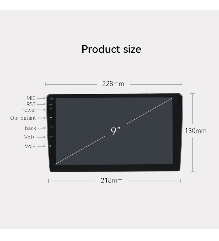 9 Inch Double Din Android Car Stereo 4 Core Wifi Multimedia GPS