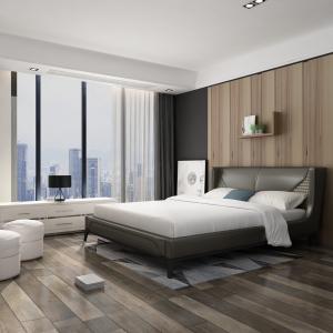 China Leather Upholstered Modern Design King Size Bed wholesale