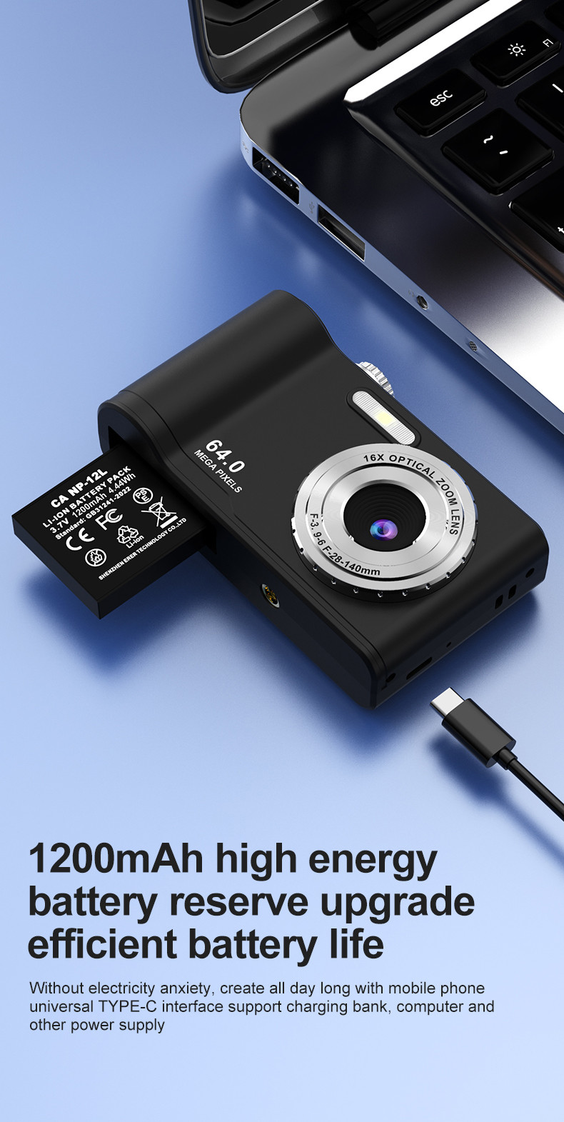 Ultra HD Camcorder 4K Recording Digital Camera Dual Camera Selfie 96 Million Pixels